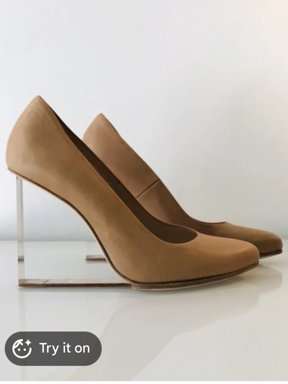 Tan Women’s Clear-Heel Pumps